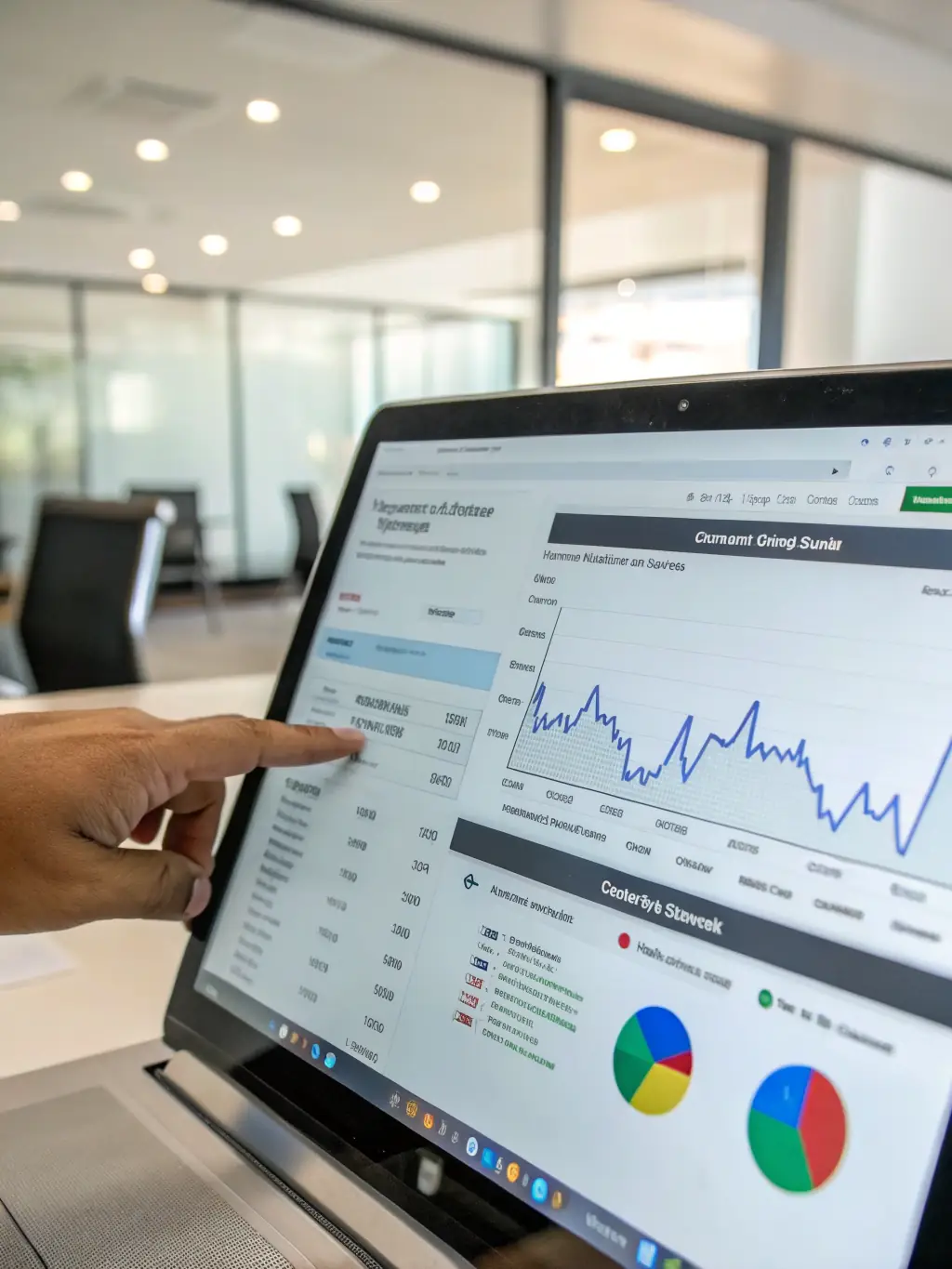 A visual representation of SEO analytics and keyword research, displayed on a computer screen with charts and data points.